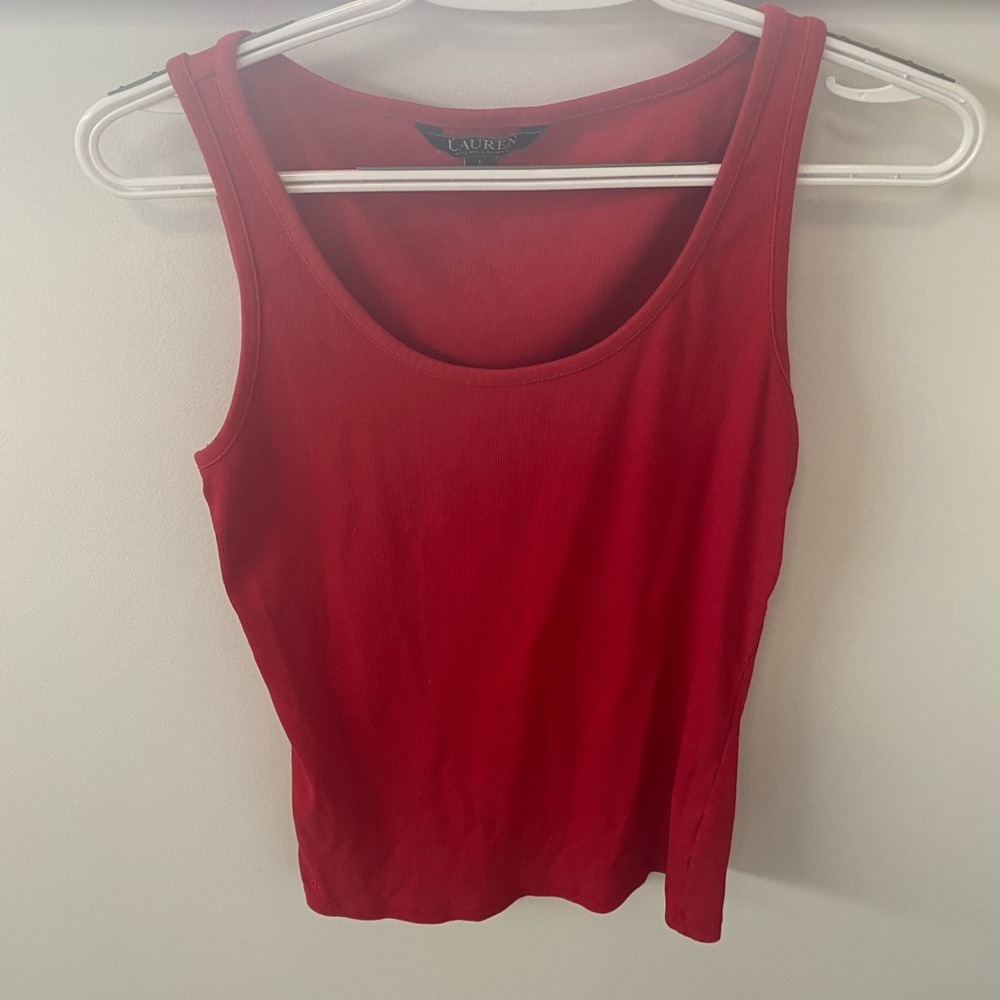 Ralph Lauren Red Ribbed Tank Top